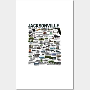 Jacksonville Florida Map Posters and Art